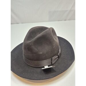 Bailey Hat Fedora Fitted Mens 7 Black Fur Felt Leather Lined Made USA Winter